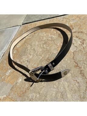 Y2K Black Faux Leather Metal Tip Western Belt